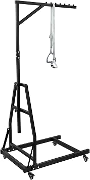 Trapeze Bar for Bed Mobility, Heavy Duty Bedside Pull Up Bar with 330 lbs Capacity, Height Adjustable Pull Up Assist Bar with Handle & Lanyard for Seniors, Disabled, Home Black