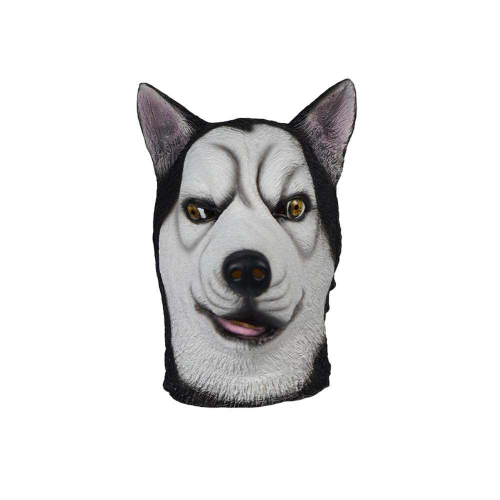 BaronHong Latex Animal Mask Labrador Mask Fancy Dress Adult Headwear Halloween Mannequin Party Costume (Husky, M)