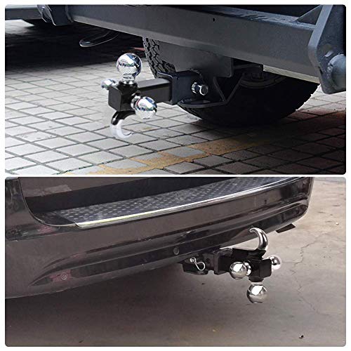 Yitamotor Trailer Hitch Tri Ball Mount With Hook, Multi Hitch Ball Mount Fits 2" Hitch Receiver, 1-7/8", 2", 2-5/16" Tri Ball Hitch (Black&Chrome) #TOP6