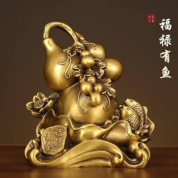 Amazon.com: 纳财聚宝鱼旺财鱼福禄有鱼百财富余纯铜摆件家居玄关办公室