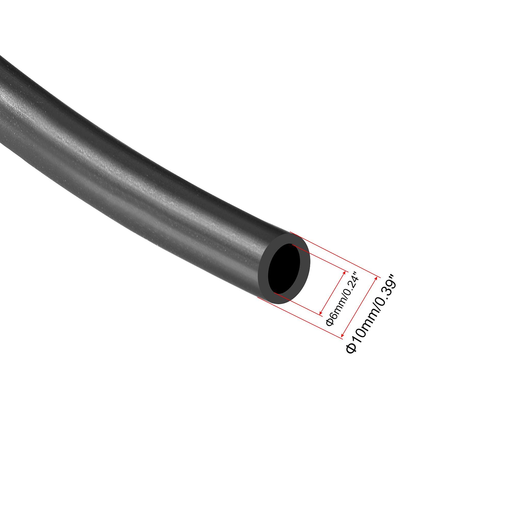 sourcing map Tubo flessibile dell'olio lubrificante 6mm (1/4) ID x 10mm (3/8) OD 7ft tubo dell'acqua nero tubo di gomma