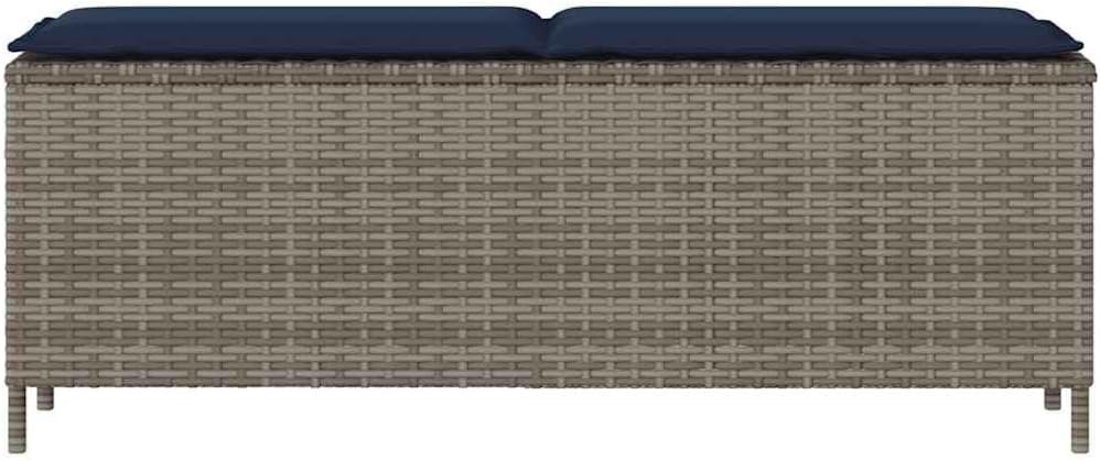Patio Bench with Cushion Gray 43.3"x11.8"x15.9" Poly Rattan,Poly Rattan Outdoor Garden Bench with Comfortable Cushion Durable Weatherproof Sofa for Yard or Patio Patio Furniture