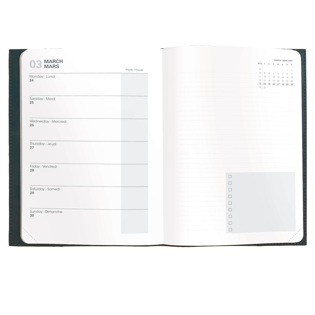 Nota – 16 meses – Recambio de planificador semanal/mensual – septiembre 2026 a diciembre 2027 – Bi-Lingual (EN/FR) – por Quo Vadis – 6 x 8 1/4 pulgadas – Un diseño moderno para diario y planificación