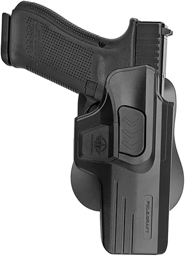 Miniatura 8 de Funda Glock 43 OWB de polímero de paleta ajuste Glock 43 funda de polímero de transporte abierto de cintura exterior con bloqueo de seguridad,