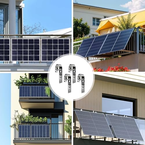 4 Stück Balkonkraftwerk Halterung Haken, Solarmodul Halterung Haken, Solarpanel HalterungHaken, BalkonkraftwerkHaken, Universelle PV ModulHaken für Solarmodule Balkongelände, Flachdach, Wohnmobile