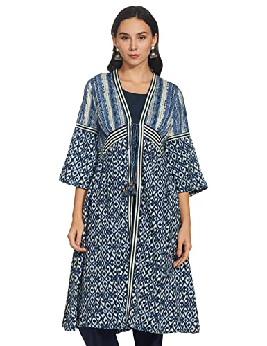 Image of BIBA Rayon Printed Straight Casual Jacket With Inner