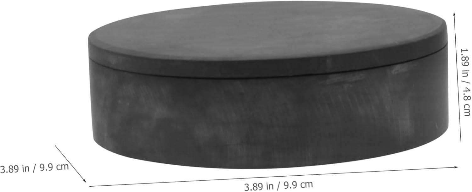 Black Wood Lid Inkstone for Student Calligraphy and Painting 4 Inch