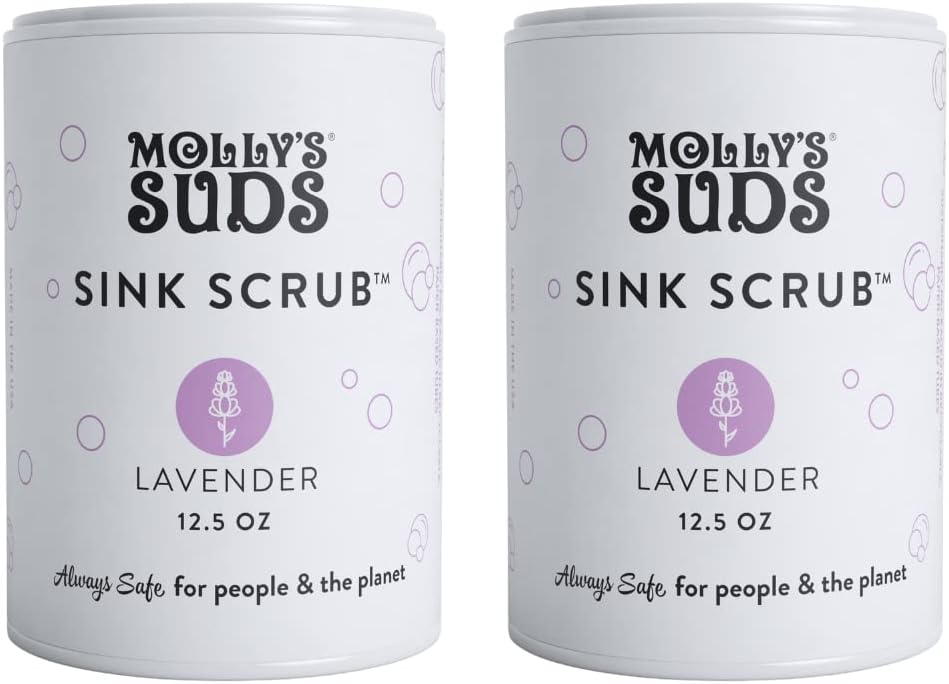 Molly's Suds Sink and All Purpose SCRUB | Gently Removes Stains, Scrubs Away Grease & Gime, Buffs out Scratches | Earth Derived Ingredients | 2 Pack, Lavender Scent