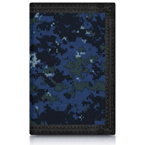 Image of AI-DEE RFID Trifold Canvas Outdoor Sports Wallet for Kids - Front Pocket Wallet with Magic Sticker (Digital Gray2)