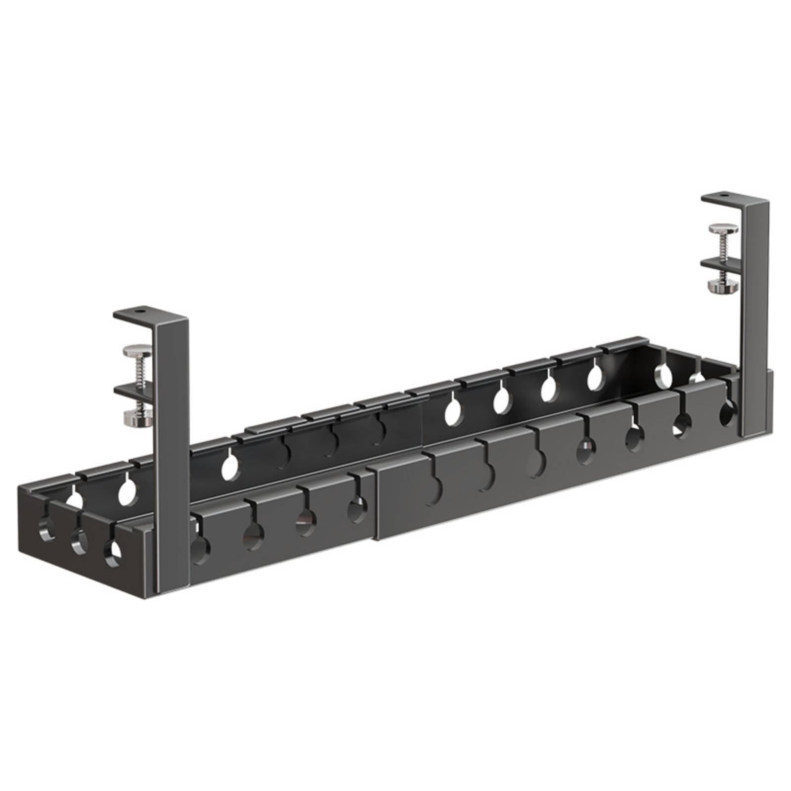 Desk Cable Tray with Clamp No-Tool Under Desk Cable Tray Space-Saving Cord Organizer with Clamp for Telecommuters, Esports Participants, Home Office Black Pull-Out-image-47