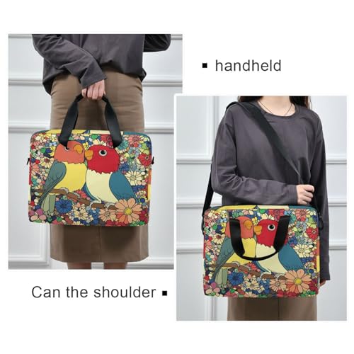 Funda para laptops con asa y correa, 15.6 pulgadas, diseño Lovebird miniatura 2