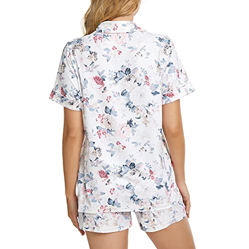 LYCY Womens Pajamas Set Floral Print, Soft Pajamas for Women Shorts Set, Summer Button Down 2 piece Women Pjs2