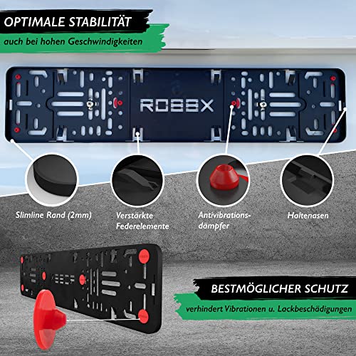 Kennzeichenhalter rahmenlos Robbx 2X für Auto mit Zubehör