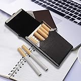 Metal Cigarette Case PU Leather Design Pocket Carrying Cigarette Box Holder for Women Ladies Super Slim Cigarette Pack for 10 Cigarette Pink - Image 6