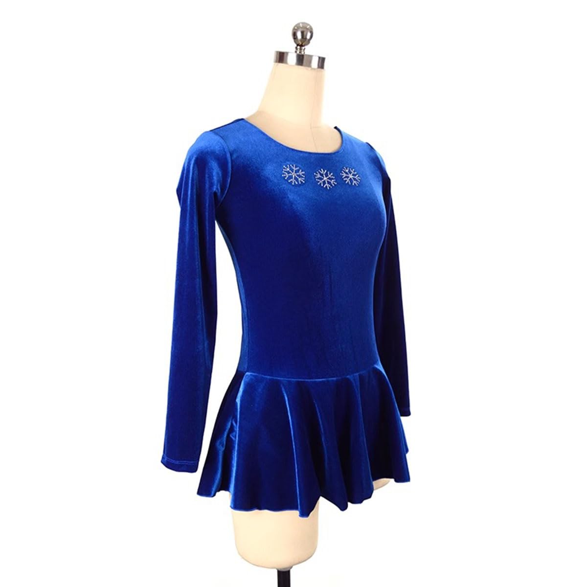 Eiskunstlauf Kleid Mädchen Kürkleid Frauen Samt Langarm Gymnastik Trikot Mädchen Ballettkleid mit Strass Lyrisch Tanzkleid Wettbewerb Tanzkostüm Rollschuhkleid