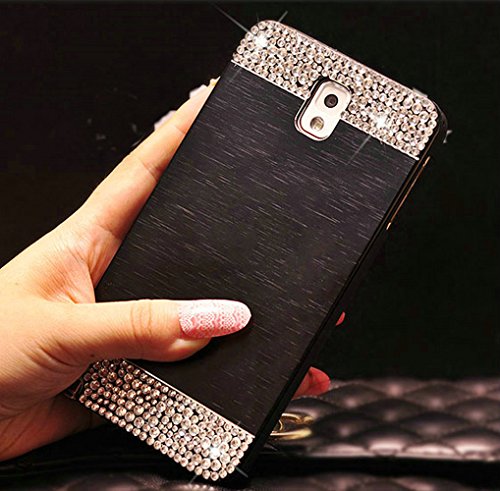 Galaxy Note 4 Case,JANDM 3D Bling Crystal Brushed Metal Aluminum PC Back Case Cover for Samsung Galaxy Note 4 n9100(Black)