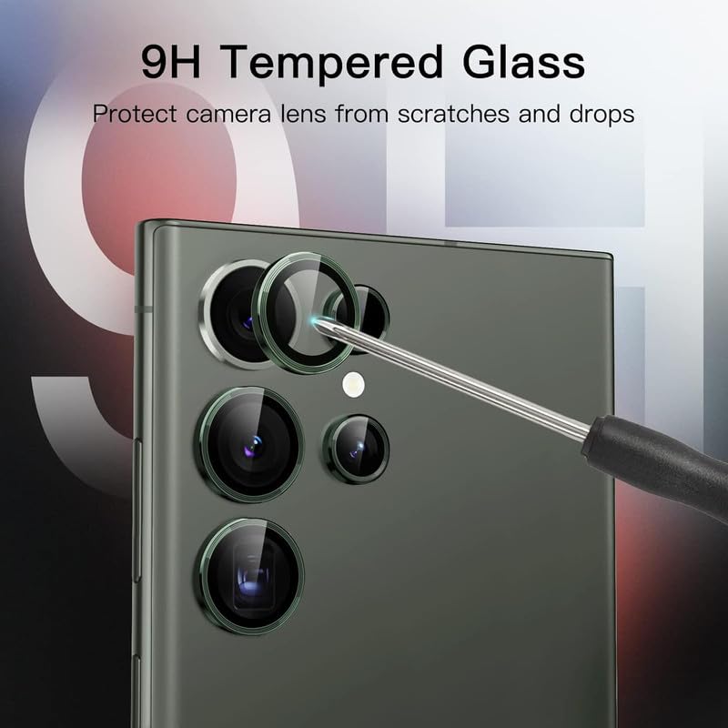 Image of Skinomi Camera Lens Protector Compatible with Samsung Galaxy S24 ultra 5G [Anti-Scratch] Premium Tempered Glass Film Aluminum Alloy Lens Ring Cover- Titanium Green