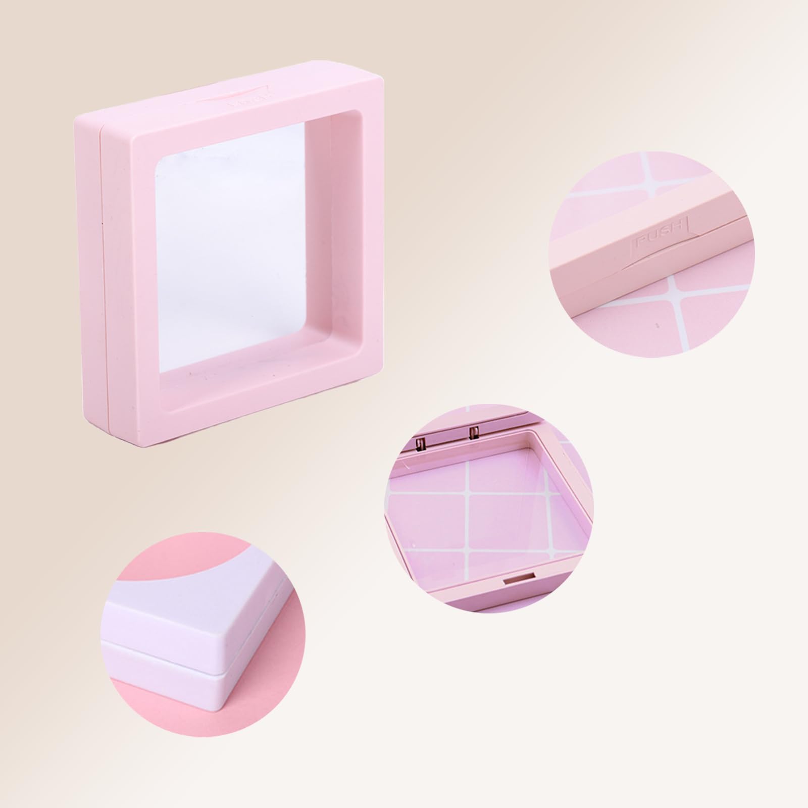 Scatola Espositiva Trasparente 6 Pezzi Rosa - Per Gioielli, Monete, Francobolli, Effetto 3D Galleggiante