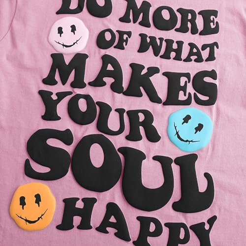 Girl's Letter Print Graphic T Shirts Short Sleeve Cute Shirts Oversized Loose Tee Summer Tops4