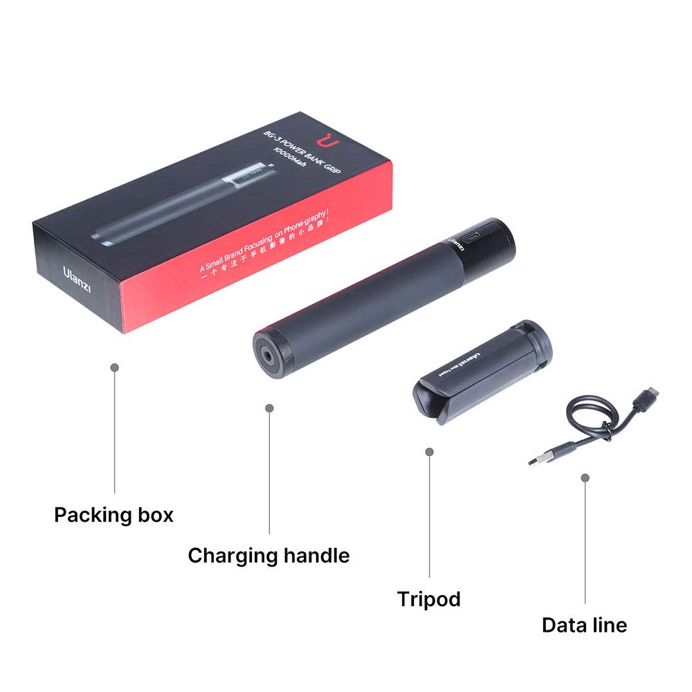 ULANZI Zewnętrzna bateria BG-3-10 000 mAh - z 18 W 3 A QuickCharge USB-C Power Delivery PD - szybkie ładowanie dla aparatu i smartfona