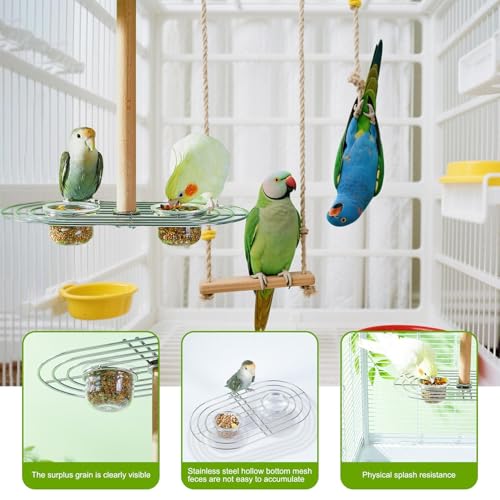 Mangeoire pour oiseaux transparente avec perchoir suspendu pour perruches - 6