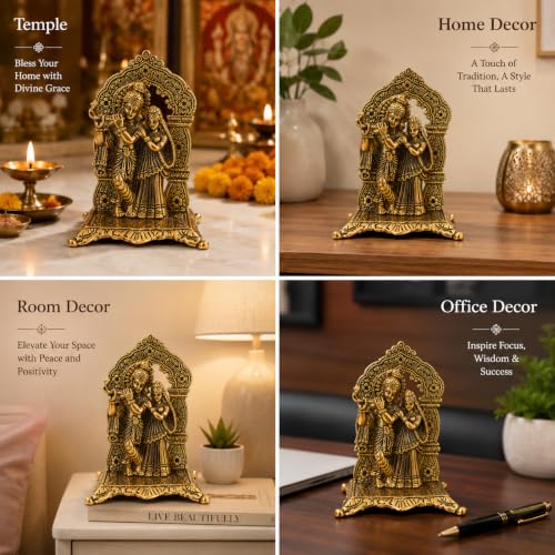 Image of Lavanaya Silver-Gold Plated Radha Krishna God Idol Statue-Showpiece With Velvet Gift Box-For Marriage Anniversary, Wedding, Housewarming, Diwali Gift, 10 cm , 10 cm