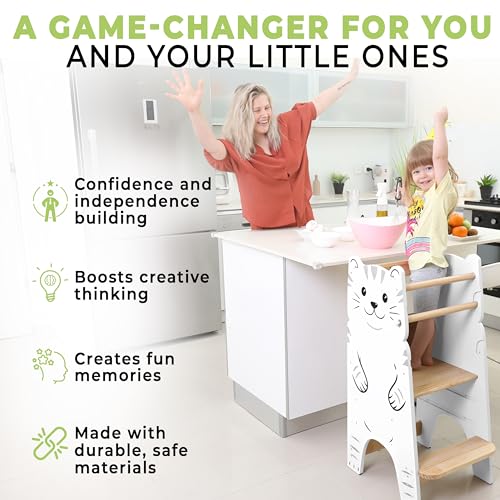 Shandra Kids Kitchen Step Stool for Toddlers, Toddler Tower Adjustable Stool - Montessori Toddler Stool