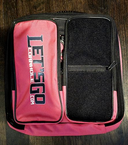 Bolsa Cornhole A Double Dipper comporta 2 conjuntos (8) pufes, mochila de transporte de qualidade resistente, 3 bolsos alternativos para suas coisas, além de tecido compatível com velcro para remendos