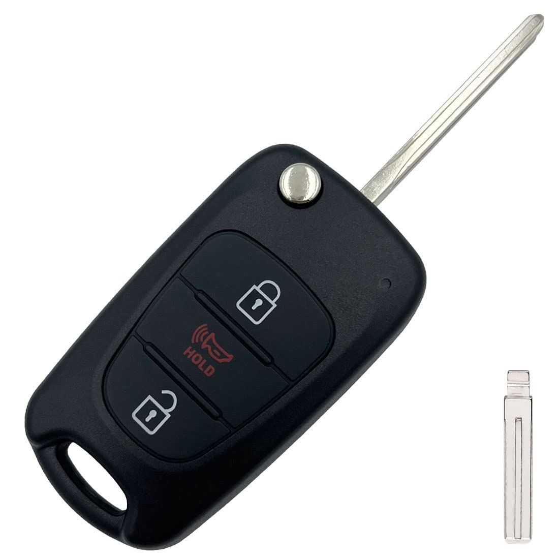 Replacement Flip Folding Smart Keyless Entry Remote Control Key Fob Case Shell for 2012-2014 Kia Rio 2010-2013 Kia Soul Car Key Fob Cover (1 pcs)