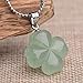 iSTONE St. Patrick's Day Four Leaf Clover Pendant Necklace Green Aventurine Gemstone Pendant Necklace 18
