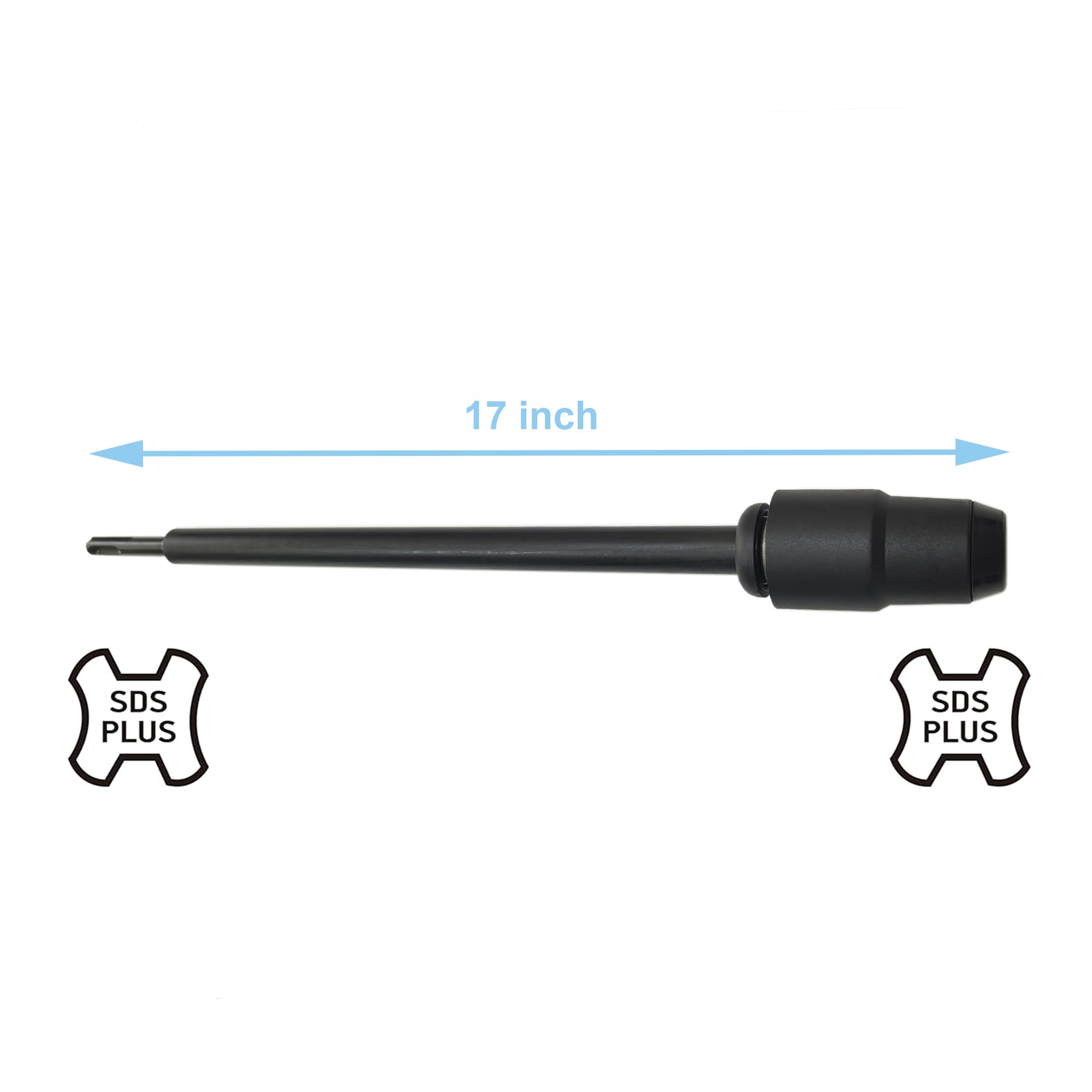 43 cm SDS Plus do SDS Plus drążek przedłużający z adapterem uchwytu szybkiego wymiany, długość 43 cm, stal stopowa 40Cr, do głębokiego wiercenia i trudno dostępnych przestrzeni