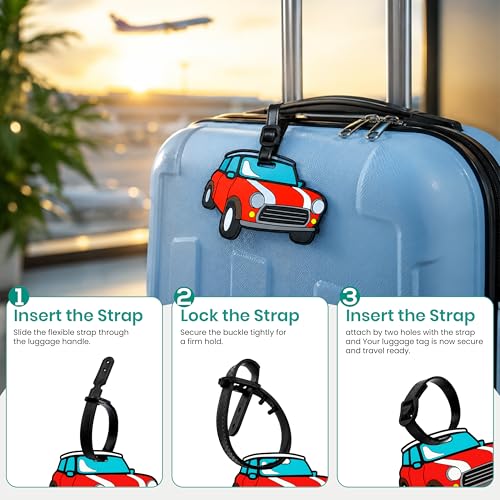 Image of Storite Pack of 2 Luggage Tags with Black Silicon Strap (Red)