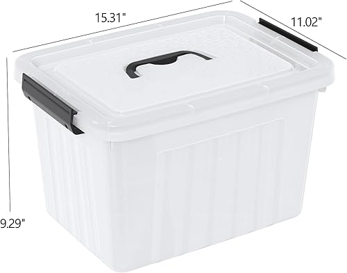 Miniatura 3 de Kiddream Contenedores de almacenamiento transparentes de plástico de 20 litros con asas, cajas de almacenamiento con tapa, juego de 4