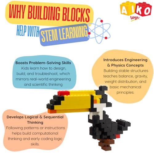 Image of AIKO | Box of Blocks 1000 | Premium ABS Building Blocks for Kids 4+ | Construction Toy | STEM Gift Set, Multi-Colour Bricks | Screen-Free Toy