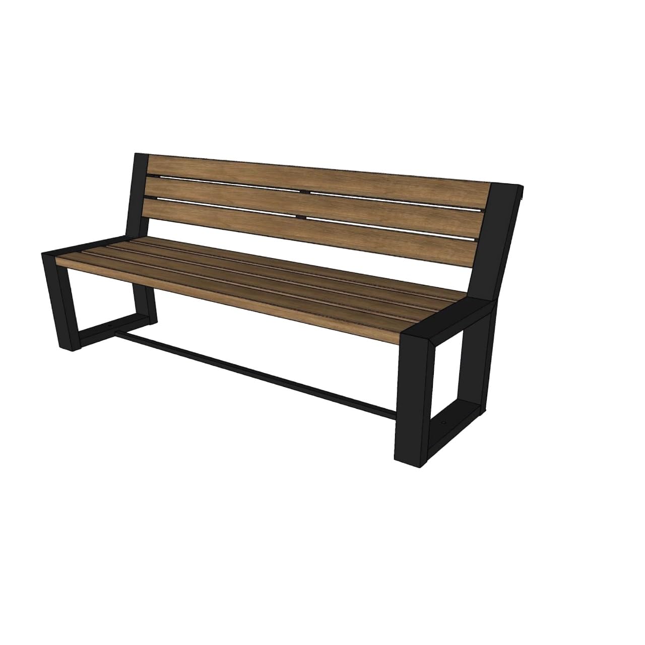 Banc de route M-04 de 1,6m en pin massif et acier architectural profilé