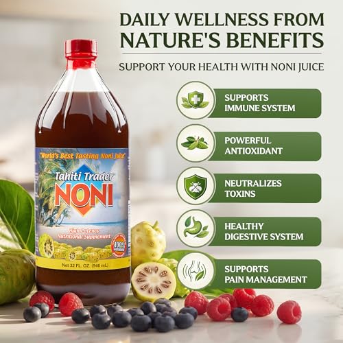Image of Tahiti Trader Original High Potency Noni Juice - Pure Noni Fruit Juice - Antioxidant Superfood Supporting Energy & Body Health - 32oz, 2 Pack