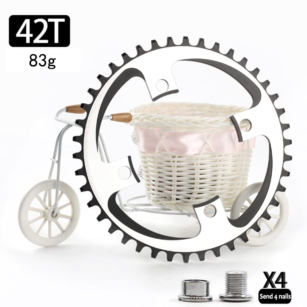 Tarcza, tarcza rowerowa, korby rowerowe 34 T 36 T 38 T 40 T 42 T tarcza 104 BCD wąska szeroka tarcza z czterema śrubami tarczy do roweru szosowego, roweru górskiego, roweru MTB, 42 T (Size : 38T)
