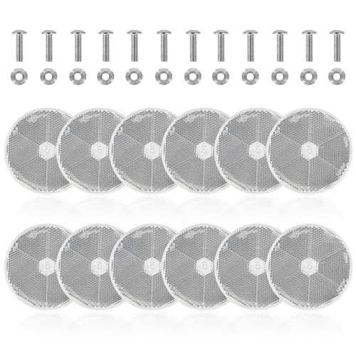 Image of 10 Pack White Screw on Round Reflectors, E11 Approval Road Safety Gate Posts Rear Reflectors for Trailer Caravan Truck Tractor Boat Lorry Motorcycle Fence Gate Post