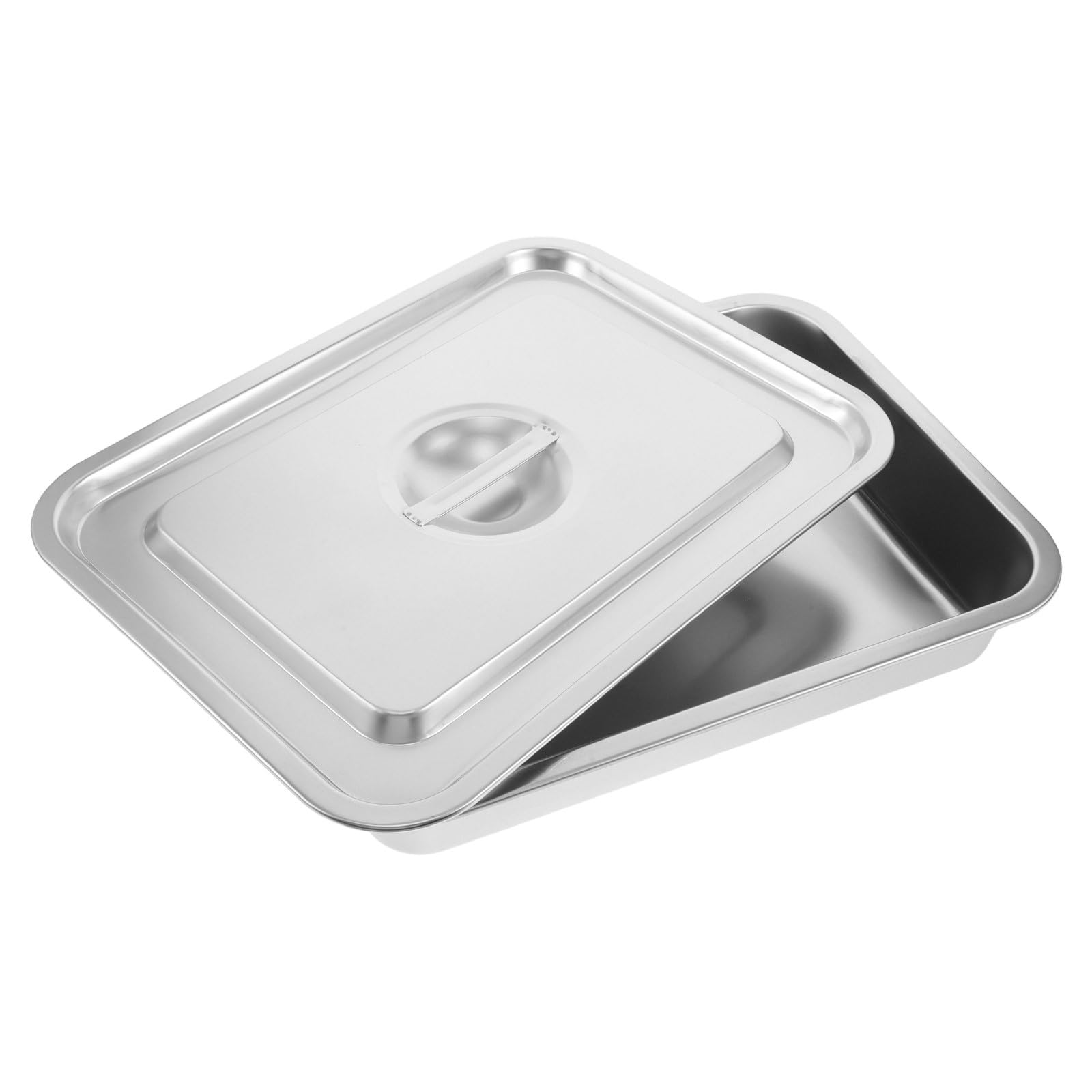 Bandeja de acero inoxidable para buffet con tapa: Bandeja para alimentos de catering - Plato rectangular de 40,6 x 30,5 x 7 cm para servicio de buffet, apta para alimentos para uso doméstico