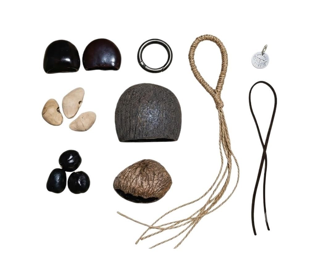 Wyvix Bag Charm & Wind Chime, Available as DIY Kit or Pre-Assembled Nut Shell Rattle, Seed Pod Handbell for Backpack & Car Decor(Winter(DIY))