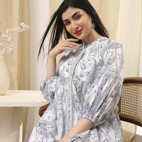 Image of BIBA Women Cotton Straight Printed Suit Set