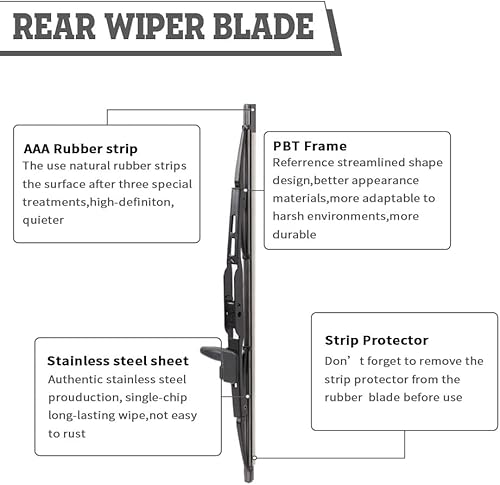 Miniatura 4 de Juego de 2 limpiaparabrisas HDOEE de repuesto para Toyota Sequoia 2008-2020 juego de limpiaparabrisas trasero piezas de accesorios para