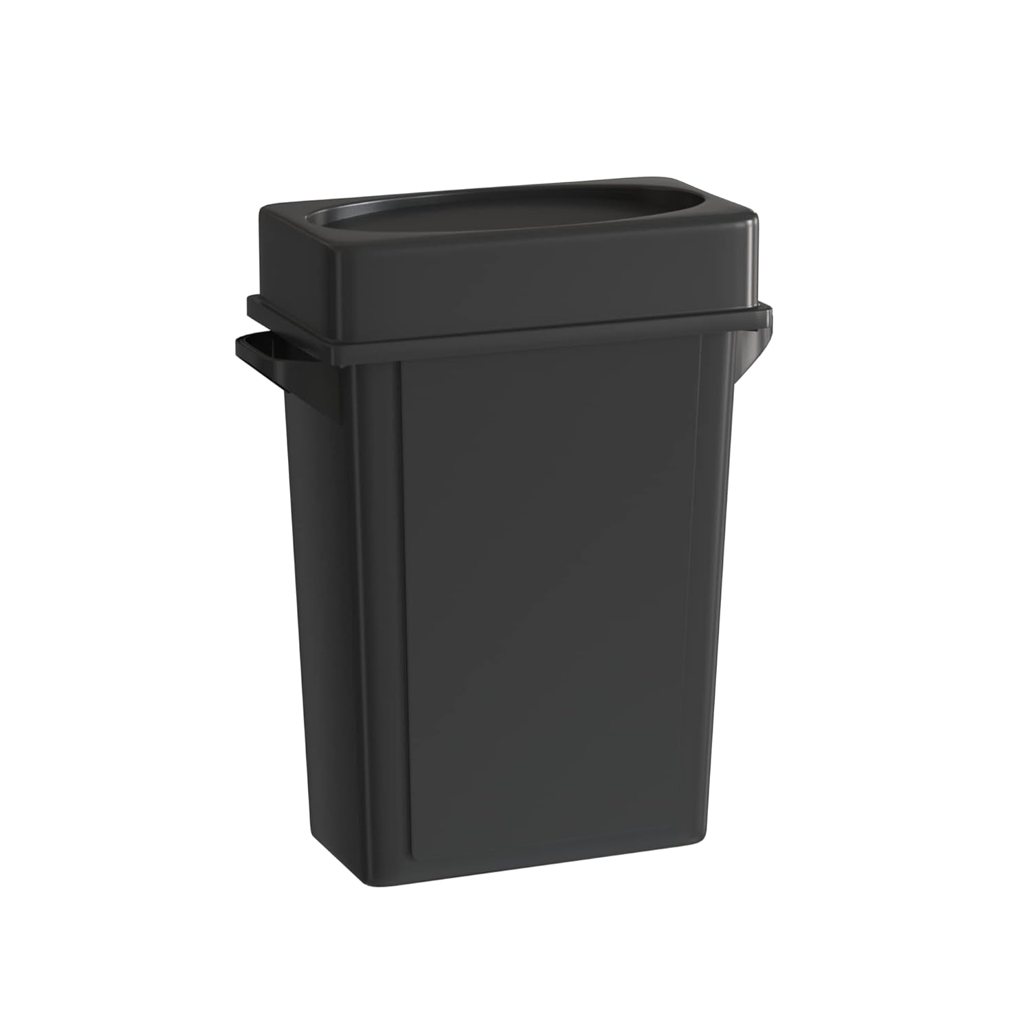 16 Gallon Black Slim Jim Trash Can with Drop Shot Lid