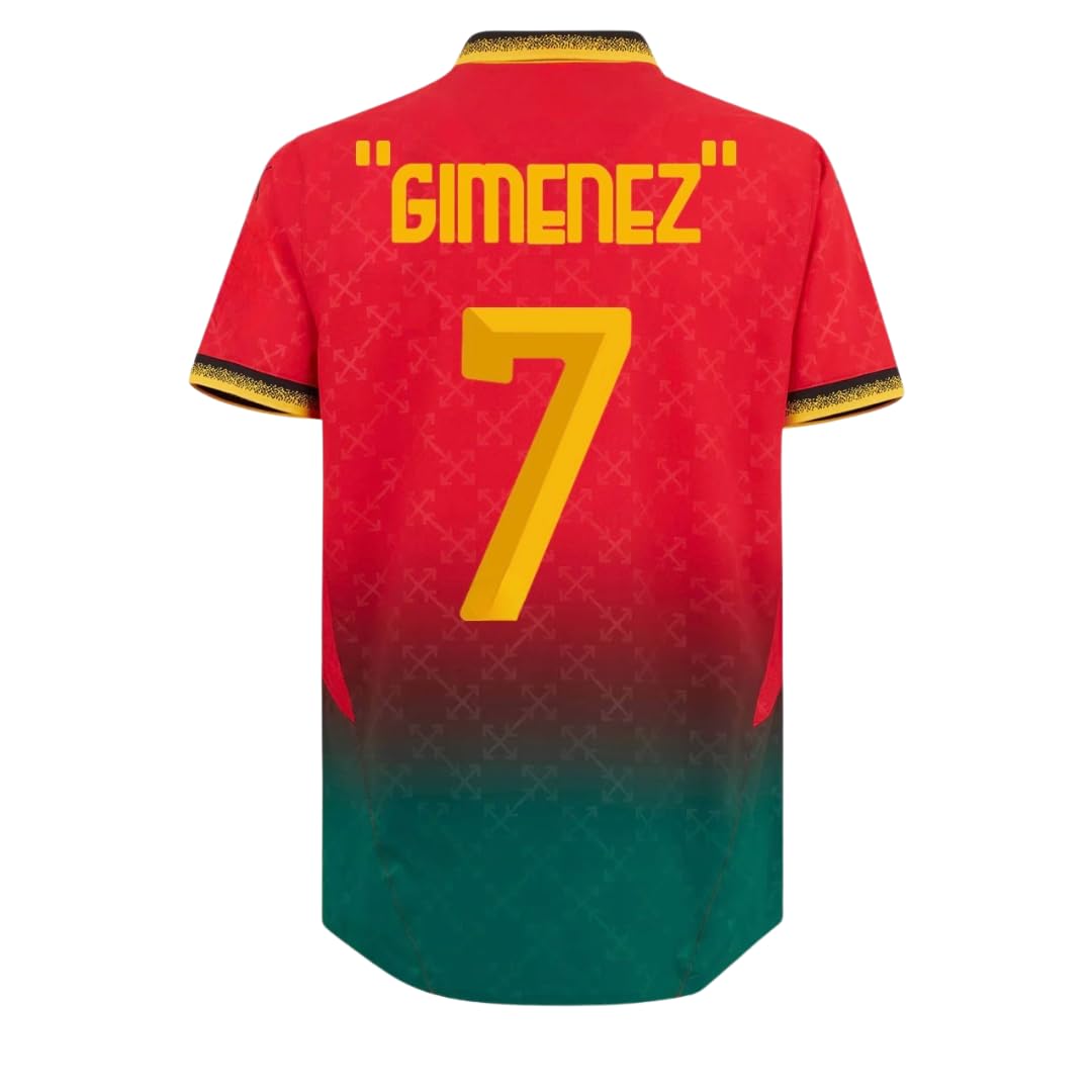 Milan 24/25 Gimenez #7 Red Soccer Jersey for Men Fan Version (US, Alpha, XX-Large, Regular, Regular, Red)
