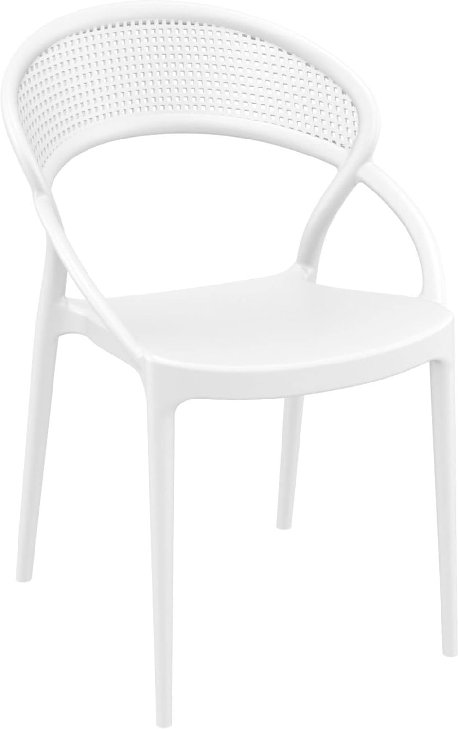 32.25" White Mesh Outdoor Patio Round Dining Chair