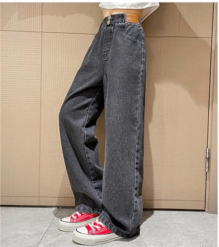 Little/Big Girls Jeans Denim Elastic Wasit Wide Leg Baggy Pants Kids Clothes 5-16 Years2