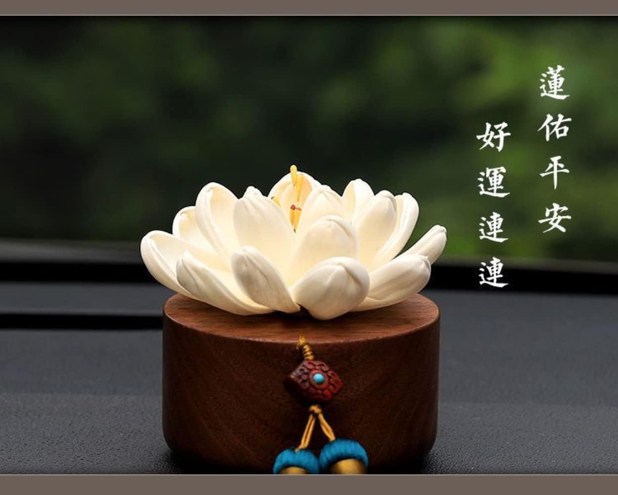 XIALON Car Interior Decorations Car Decorations New Car Mounted Walnut Lotus Little Monk Ping