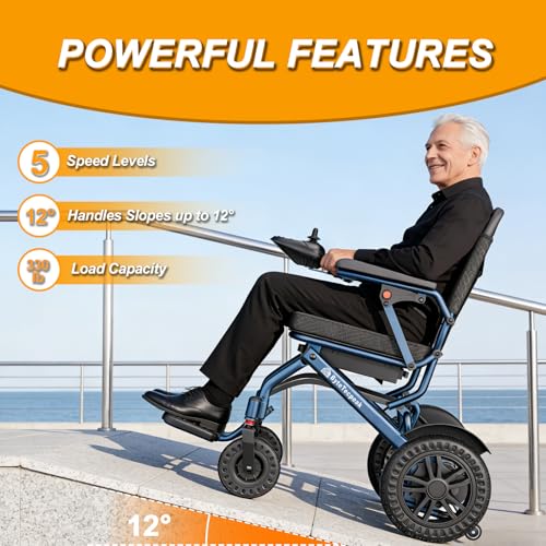 Image of Lightweight Electric Wheelchairs for Adults,500W Motorized Wheelchair for All-Terrain,16 Miles Travel Range,Foldable Power Wheelchairs Support 330 Lbs,Portable Wheel Chair,Airline Approved