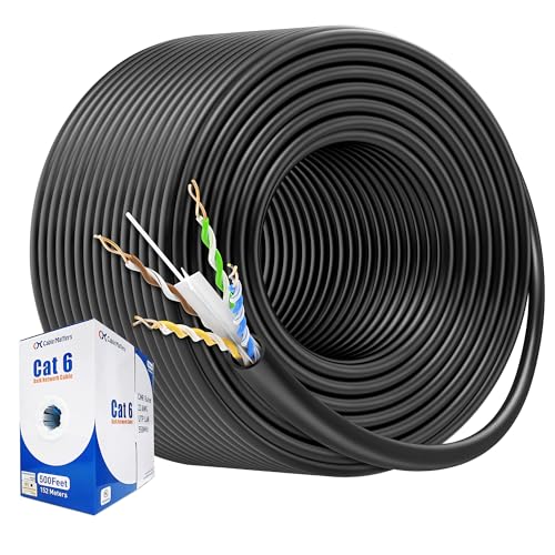 Cable Matters [UL Listed] 10Gbps in-Wall (CM) Rated 23AWG Bare Copper Cat 6 Cable - 500ft, Solid, UTP Cat6 Bulk Ethernet Cable, Cat6 Ethernet Cord, Black