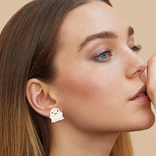 WOWORAMA Halloween Earrings Cute Pumpkin Earrings for Women Fun Crystal Pumpkin Stud Earrings Funny Smiling Face Pumpkin Drop Earrings Halloween Earrings Jewelry